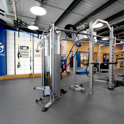 Gym with number of lifting machines.